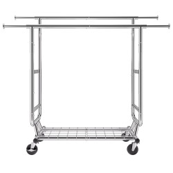 Hiiliteräs vaateräkki kahdella vaatetangolla säädettävällä korkeudella jatkettavalla pituudella alahyllyllä 272 kg