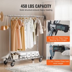 Vaateripustin hiiliteräs pyörillä säädettävä leveys ja korkeus alahylly