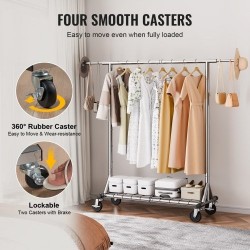 Vaateripustin hiiliteräs pyörillä säädettävä leveys ja korkeus alahylly