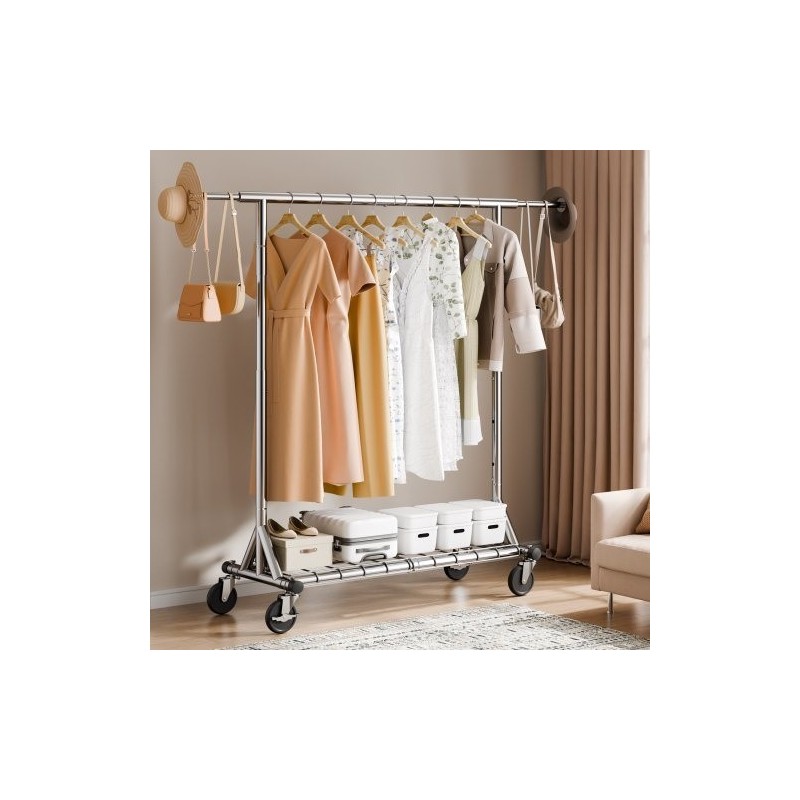 Vaateripustin hiiliteräs pyörillä säädettävä leveys ja korkeus alahylly