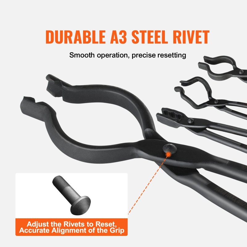 Sepänpihdit 4-osainen hiiliterässarja noin 46 cm pitkät A3 teräsniitit