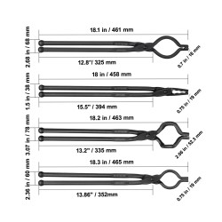 Sepänpihdit 4-osainen hiiliterässarja noin 46 cm pitkät A3 teräsniitit