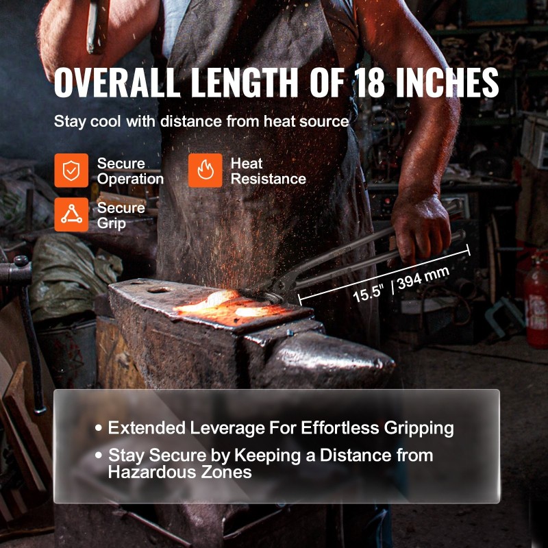 Sepänpihdit hiiliteräksestä 458 mm pitkät hevosenkengille sudenleuat A3 teräsniitit