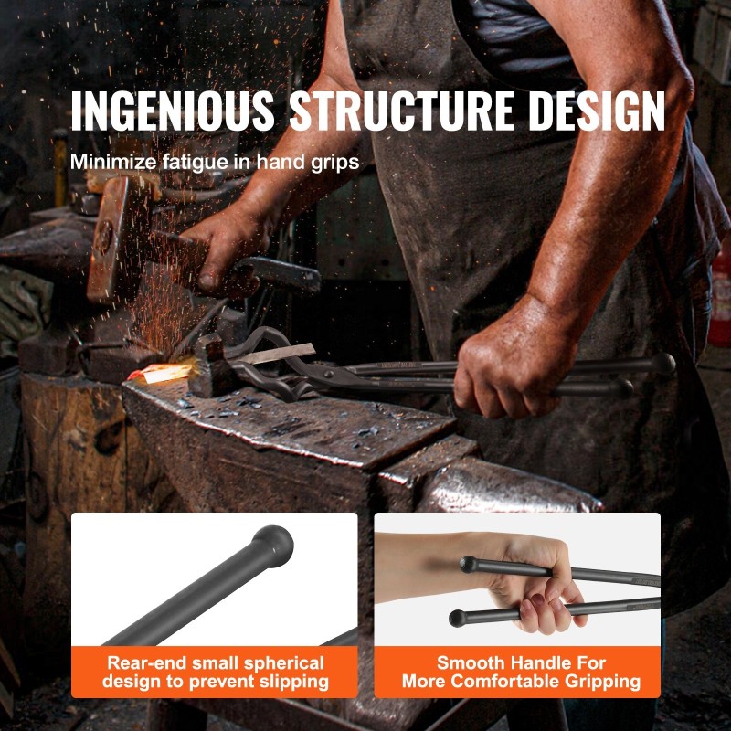 Sepänpihdit hiiliteräksiset 463 mm Z-muotoisilla V-leuoilla A3-teräsniitit