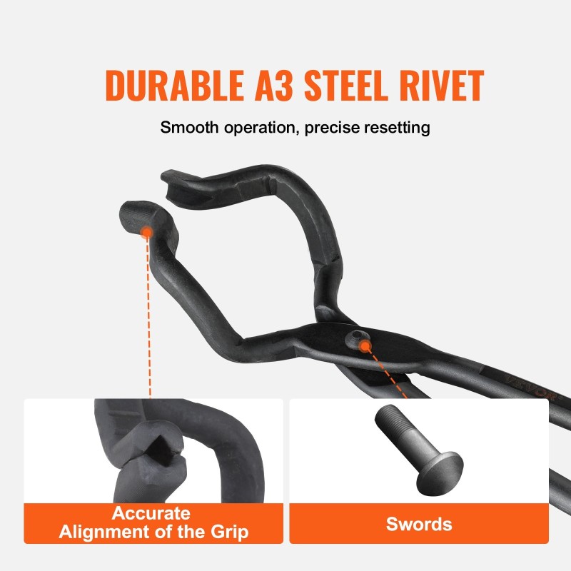 Sepänpihdit hiiliteräksiset 463 mm Z-muotoisilla V-leuoilla A3-teräsniitit