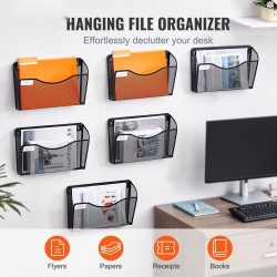 Seinälle kiinnitettävä metallinen arkistoteline 6 verkkolokerolla ja nimilapuille