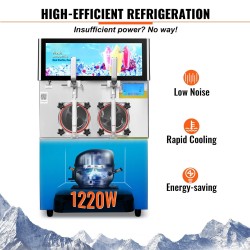 Kaksialtainen slush ja jääjuomakone 2 x 8L ruostumaton teräs digitaalinen ohjauspaneeli