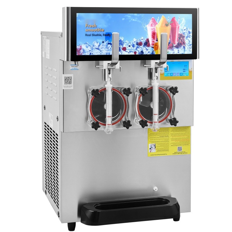 Kaksialtainen slush ja jääjuomakone 2 x 8L ruostumaton teräs digitaalinen ohjauspaneeli