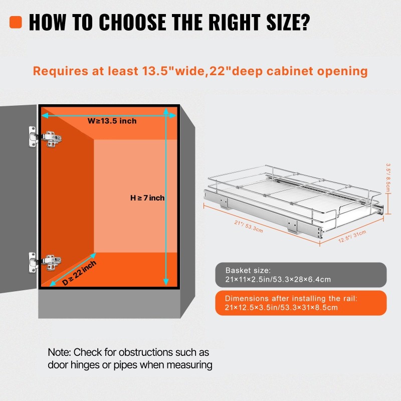 Ulosvedettävä teräskori kromattu teräs asennuskoko 340 x 563 x 185 mm
