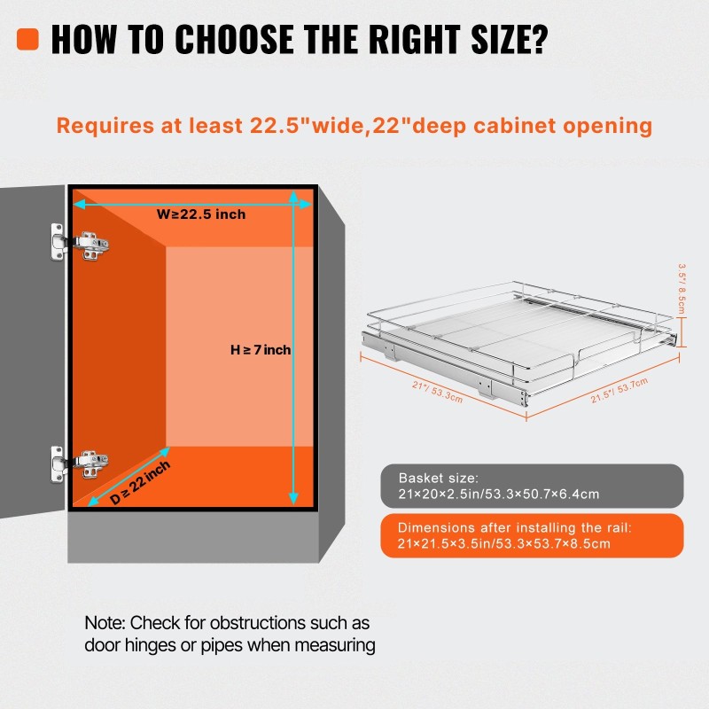 Ulosvedettävä kromipinnoitettu teräshylly 507 x 533 x 64 mm yhden tason kaappiin