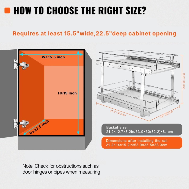 Ulosvedettävä kaapinhylly kaksitasoinen kromipinnoitettu teräs asennuskoko 385x569x483 mm