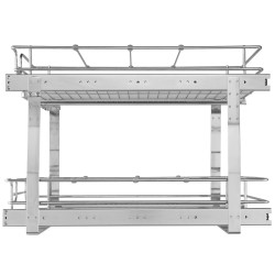 Ulosvedettävä 2-tasoinen kaapinjärjestäjä kromipäällysteisestä teräksestä keittiöön 461×569×483 mm