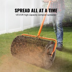 Kompostinlevitin jauhemaalatulla teräsverkkorummulla 61 cm korkeussäädettävä aisa nurmikoille ja puutarhaan