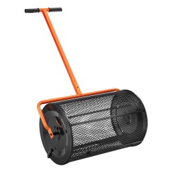 Kompostinlevitin jauhemaalatulla teräsverkkorummulla 61 cm korkeussäädettävä aisa nurmikoille ja puutarhaan