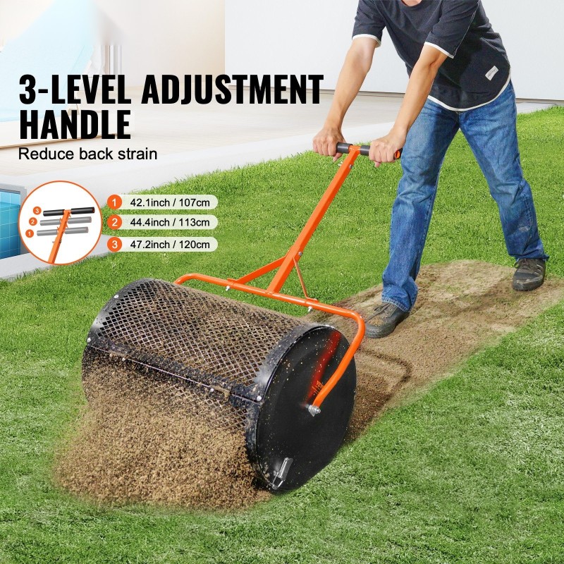 Kompostin levitin teräsrunkoinen 61 cm rumpu säädettävä T-kahva musta