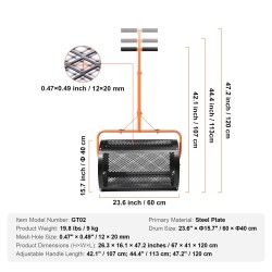 Kompostin levitin teräsrunkoinen 61 cm rumpu säädettävä T-kahva musta