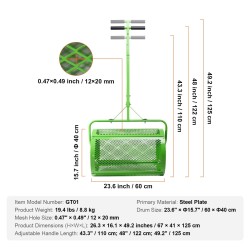 Kompostin ja turpeen levitin teräksinen verkko 24 tuuman rullakori korkeussäädettävällä T-mallisella aisalla