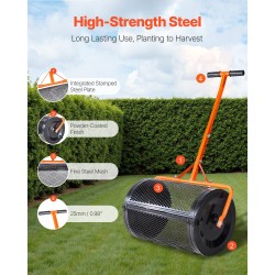 Kompostinlevitin 24 tuuman jauhemaalatulla teräsrungolla säädettävällä T-kahvalla nurmikolle