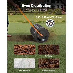 Kompostinlevitin 24 tuuman jauhemaalatulla teräsrungolla säädettävällä T-kahvalla nurmikolle