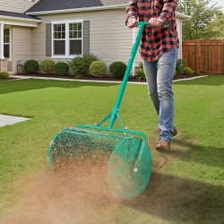 Kompostinlevitin jauhemaalattua terästä 24 tuuman rummulla neliasentoinen kahva siemenille ja lannoitteille