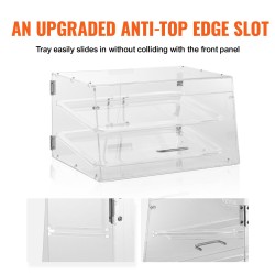 Leivosvitriini akryyli 2-tasoinen työpöydälle irrotettavat tarjottimet 52,6×33,5×30,2 cm