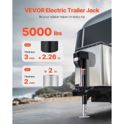 Sähköinen perävaunutunkki hiiliteräs 2267 kg kantavuus 255–860 mm nostoalue 12 V moottori