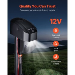 Sähköinen perävaunutunkki hiiliteräs 2267 kg kantavuus 255–860 mm nostoalue 12 V moottori