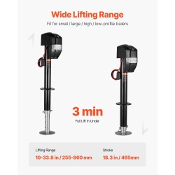Sähköinen perävaunutunkki hiiliteräs 2267 kg kantavuus 255–860 mm nostoalue 12 V moottori