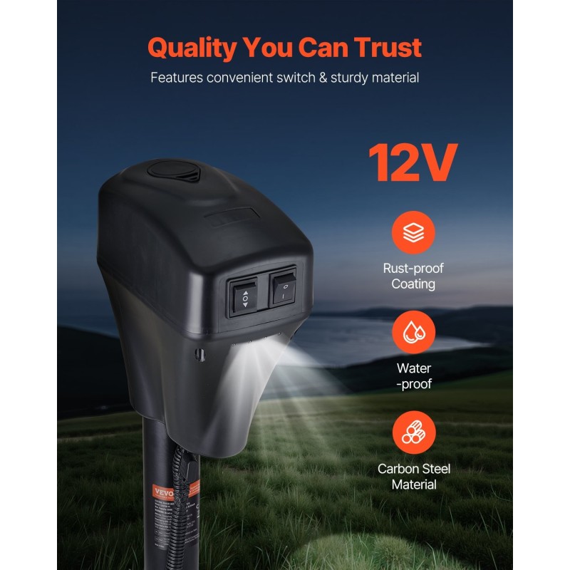 Sähköinen perävaunutunkki hiiliteräs 2267 kg kantavuus 255–860 mm nostoalue