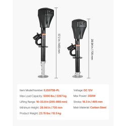 Sähköinen perävaunutunkki hiiliteräs 2267 kg kantavuus 255–860 mm nostoalue