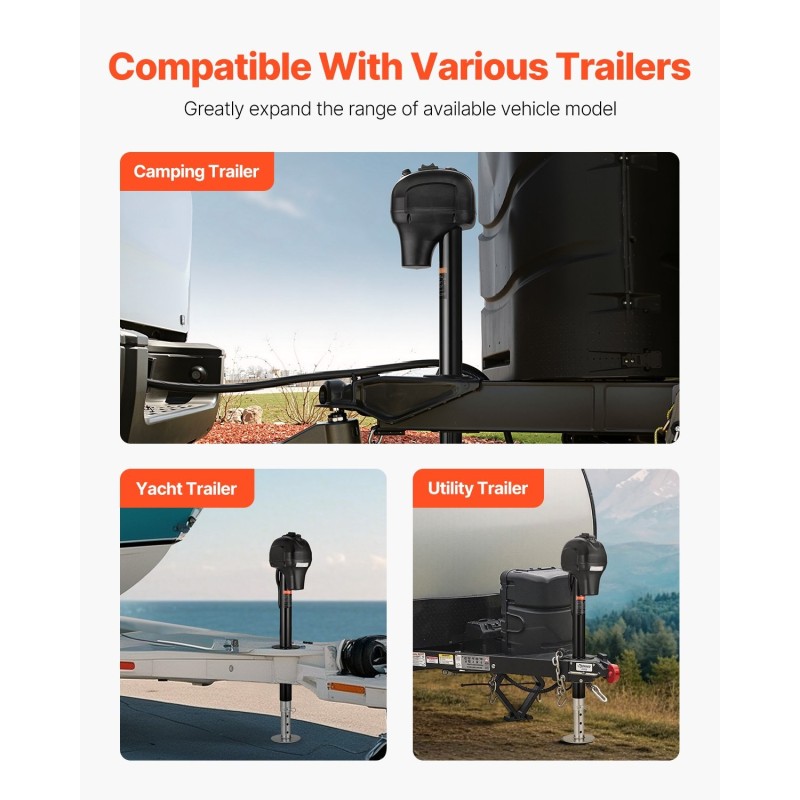 Sähköinen perävaunutunkki hiiliteräs 1588 kg 12 V 240–815 mm 7 napainen liitin