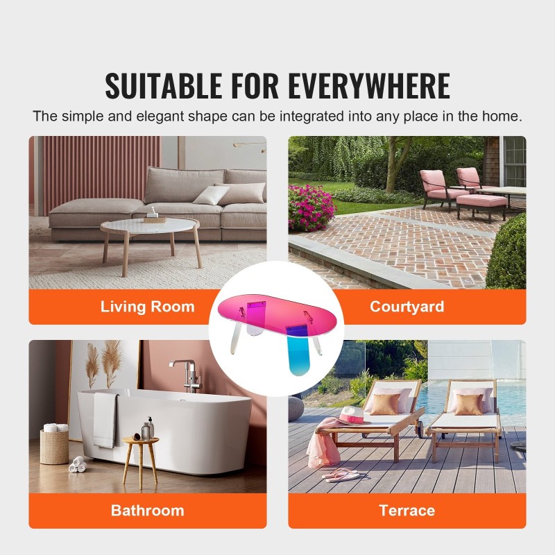 Akryylinen värikäs sivupöytä 95x50x35 cm 12 millimetriä paksu