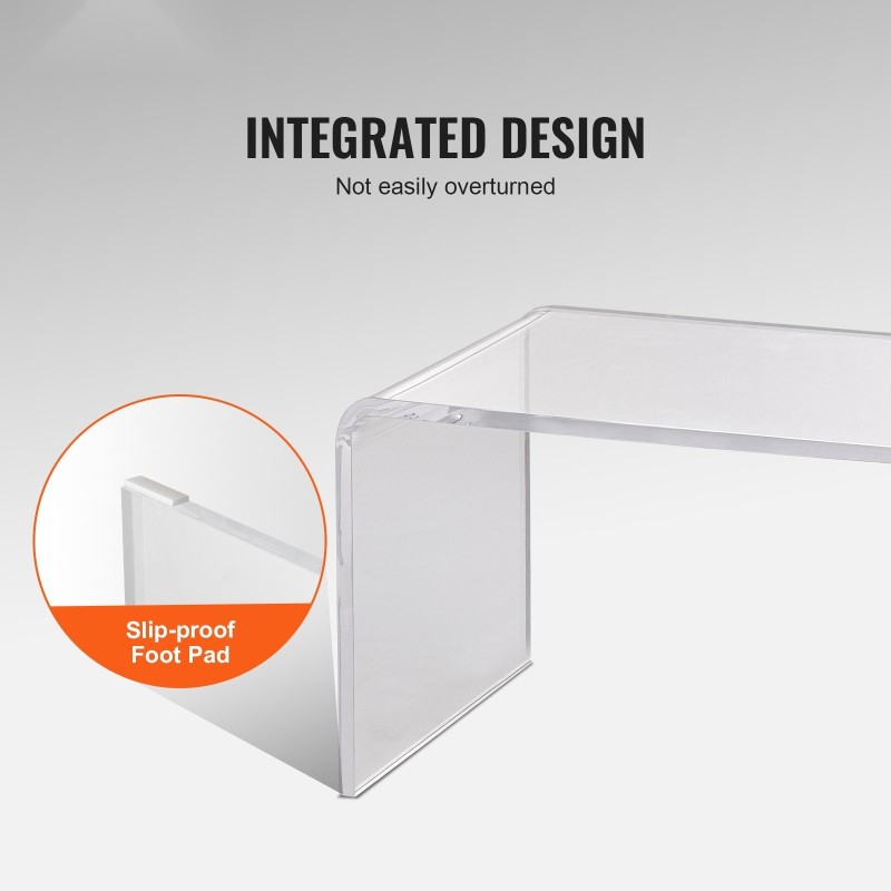 Akryylinen U-muotoinen sivupöytä 414 mm korkea 20 mm kansilevy läpinäkyvä