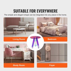 Pyöreä akryylisivupöytä läpinäkyvä hohtava sateenkaarisävy läpimitta 450 mm korkeus 480 mm