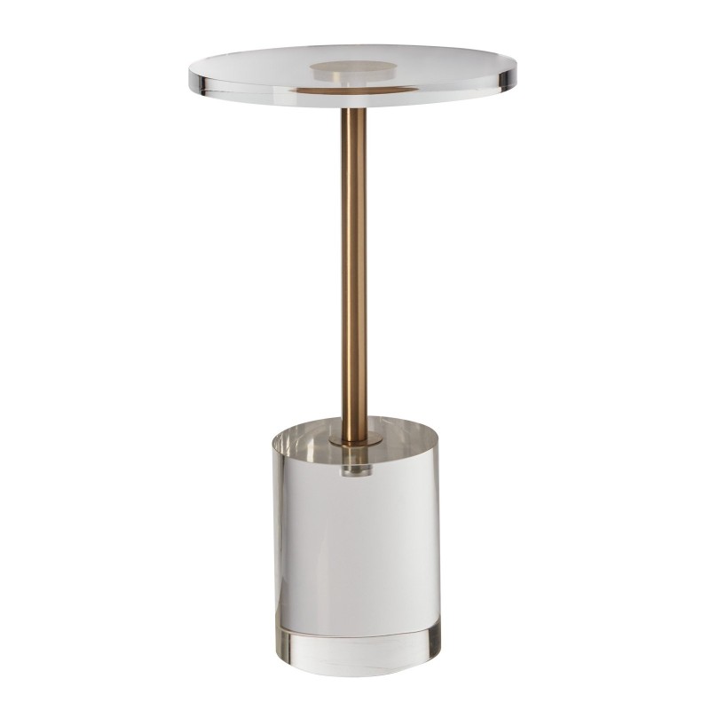 Pääty ja sivupöytä läpinäkyvästä akryylistä 302 mm pyöreällä levyllä korkeus 543 mm