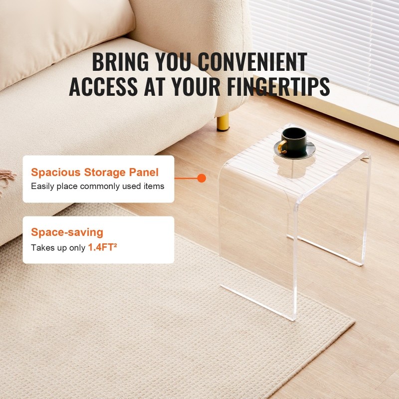 Akryyliset C-muotoiset sivupöydät 2 kpl läpinäkyvät korkeus 460 mm