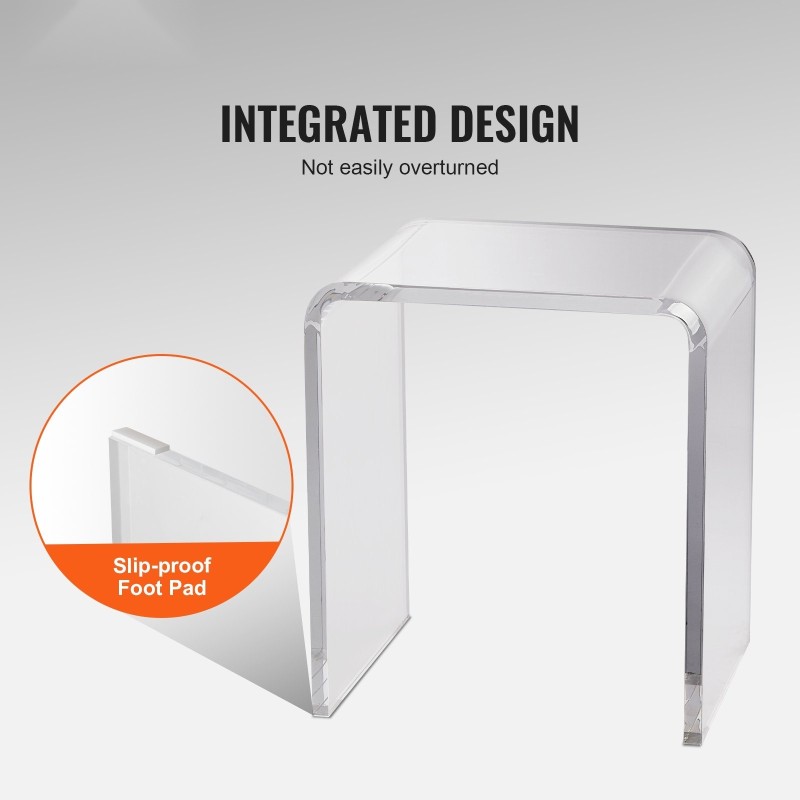 Akryylinen U mallinen läpinäkyvä sivupöytä 415x305x460 mm 18 mm