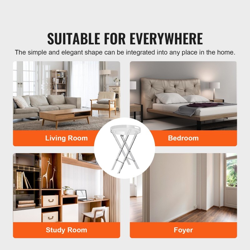 Akryylinen taitettava tarjotinpöytä läpinäkyvä 5 mm pöytälevy X-muotoiset jalat