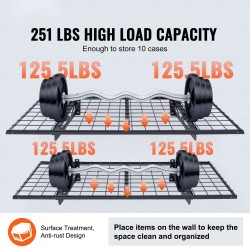 Teräksinen seinähylly 2 tasoa 122x61cm 114 kg kantavuus tasoa kohti