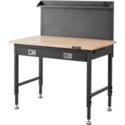 Säädettävä työpöytä tammitaso hiiliteräsrunko 71 100 cm 1219x610 mm 907 kg kantavuus