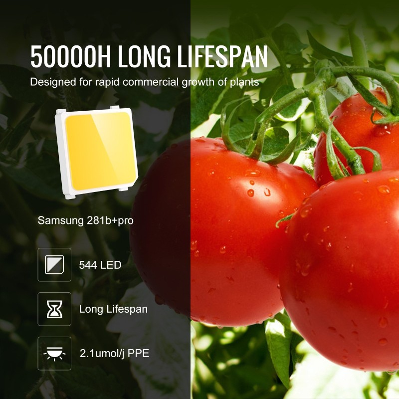 LED-kasvivalaisin 200W täysspektrinen himmennettävä alumiini IP65 ketjutettava sisäkasveille