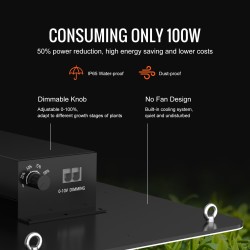LED-kasvivalaisin 200W täysspektrinen himmennettävä alumiini IP65 ketjutettava sisäkasveille