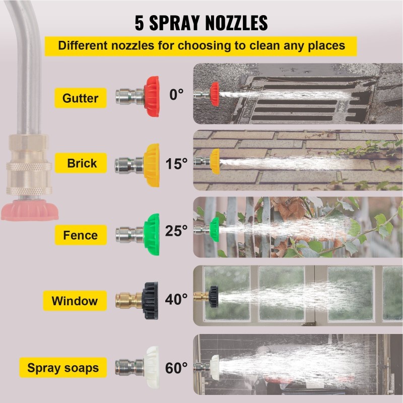 Teleskooppivarsi painepesuriin 1,5–5,4 m 4000 PSI alumiini ruostumaton teräs 5 suutinta