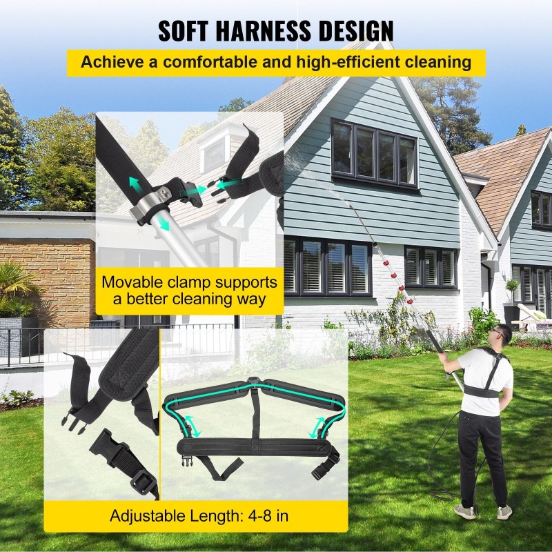 Painepesurin teleskooppivarsi alumiiniseos ja ruostumaton teräs 1,5–6 m 5-osainen 4000 PSI