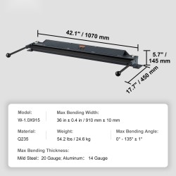 Levyntaivutin 910 mm taivutusleveys 0–135° matalahiiliteräkselle ja alumiinille