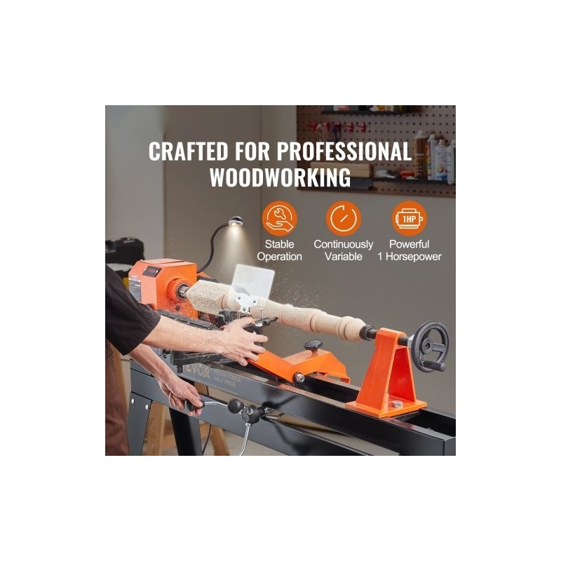 Puusorvi jalustalla 750 wattia 960 mm työpituus 350 mm halkaisija portaattinen nopeussäätö