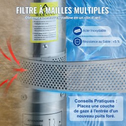 Syvän kaivon uppopumppu ruostumatonta terästä 10,2 cm 370W 110 l/min 44 m