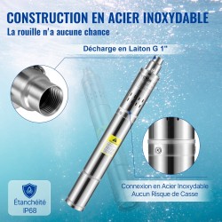 Syvän kaivon uppopumppu ruostumaton teräs 7,6 cm 550 W 35 l/min