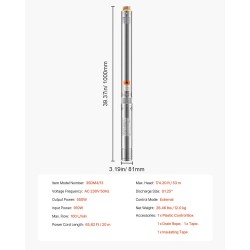 Syväkaivopumppu ruostumatonta terästä 550W 230V 100 l/min 53 m nostokorkeus
