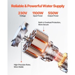 Upotettava syväkaivopumppu ruostumaton teräs 550W 230V 65 l/min 85 m